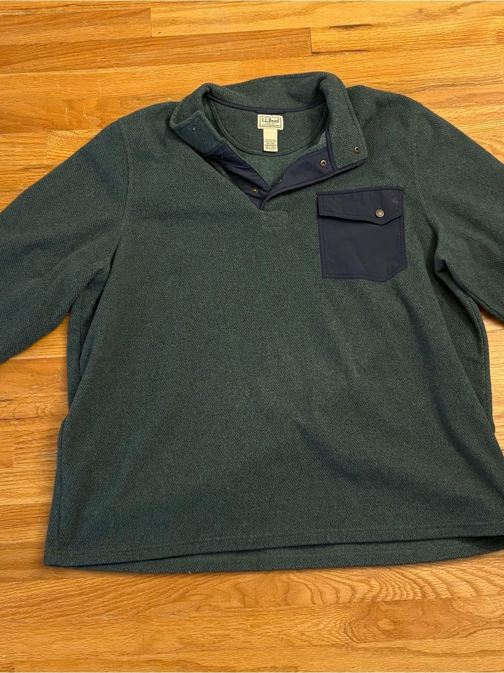 L.L.Bean Snap-T Fleece Pullover – Men’s XXL Tall – Green/Navy